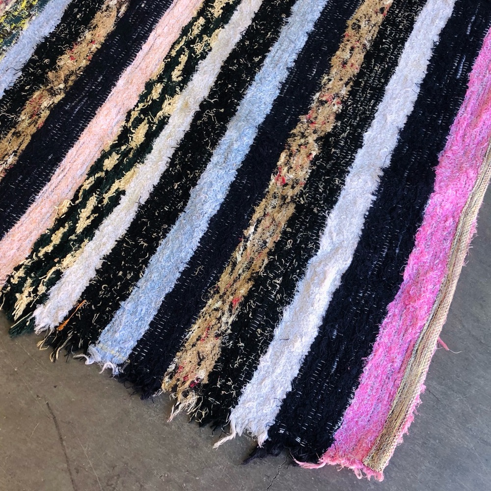 Striped Multicolor Carpet Rug 6’6”by 5’1”Blue Pink Livingroom Kitchen Home Decor